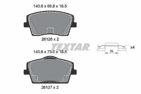 TEXTAR 2612601 Колодки торм.передние Geely Monjaro Volvo XC40 (0917-) Tugella , FY-11