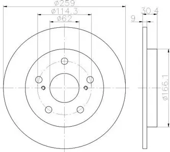 TEXTAR 92164103 Диск торм.задний d=25962,w=97,5 5 отв. Toyota Auris 1.41.6 VVTi 07>
