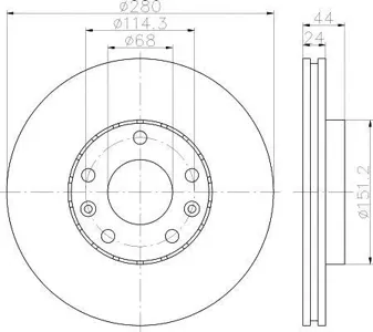 TEXTAR 92195505 Диск торм.перед. [280x24) Duster 1.5D 10>, Renault Megane 1.2-2.01.5D-1.9D 08>