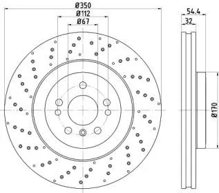TEXTAR 92254405 Диск торм.перед. перфорированный Mercedes W166 2.5-3.5 11>