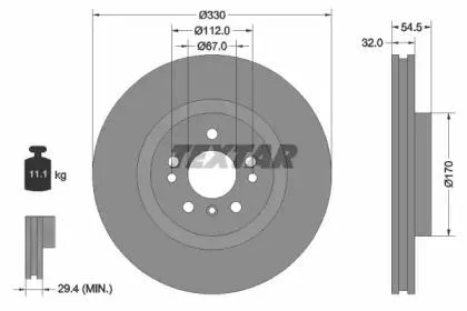 TEXTAR 92260405 Диск торм.перед. 330x3254-5x112 Mercedes W166 250d320350 11>