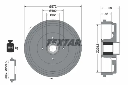 TEXTAR 94038900 Барабан тормозной