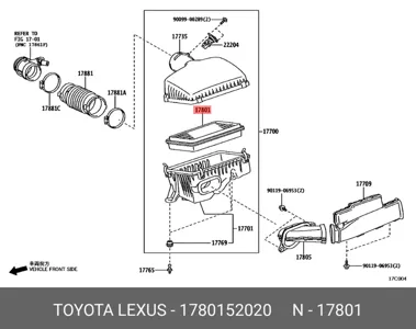 TOYOTA 1780152020 Воздушный фильтр Land Cruiser 300 (J300) Lexus 3.4 (VJA300) 415 л.с.