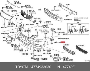TOYOTA 4774933030 Клипса пластиковая крепежная Toyota Camry V70