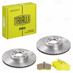 TRIALLI BK442 Комплект торм. дисков и колодок Лада 2112 R-14 перед. (перф + керам) (BK 442) PRO