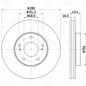 TRIALLI DF073420 Диск торм. Nissan Maxima A32 (94-) Cefiro (94-) перед. d=280 (окраш) (DF 073420)