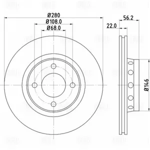 TRIALLI DF084616 Диск торм.перед. Audi 80 (91-) Coupe (88-) d=280