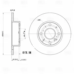 TRIALLI DF095210 Диск тормозной Geely CK 05- перед.