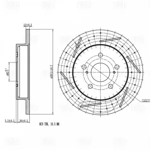 TRIALLI DF168S Диск торм. Toyota Camry (18-)RAV 4 (18-) зад. d=281 (перфслотокраш) (DF 168s) PRO