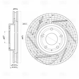 TRIALLI DF186S Диск торм. Mazda CX-5 (11-) перед. d297 (перфслотокраш)(DF 186s) PRO