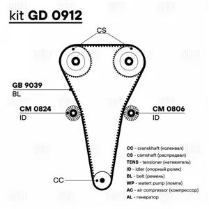 TRIALLI GD0912 Ремкомплект ГРМ Kia SPECTRA 04-