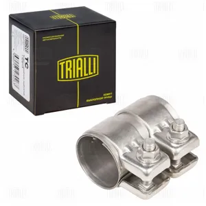 TRIALLI TC45SS Хомут глушителя трубчатый с муфтой D=45 мм L=80 мм (нержавеющая сталь 304 SS)