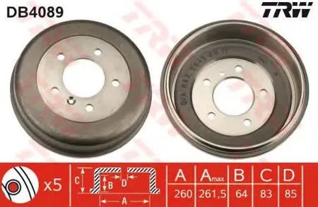 TRW DB4089 Барабан тормозной