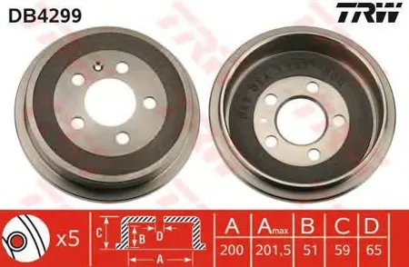 TRW DB4299 Барабан тормозной . VW Polo Audi A3 Skoda Fabia