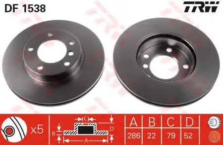 TRW DF1538 Диск торм.перед. BMW E36E46 1.8-2.5D M42-M52 91>