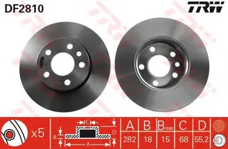 TRW DF2810 Диски тормозные передние (в коробке 2шт., цена за 1шт.) VW T4 96>