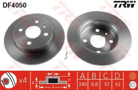 TRW DF4050 Диск торм задн