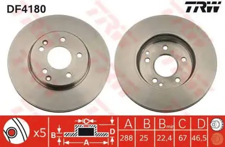 TRW DF4180 Диск торм.перед. Mercedes W202W203W210 2.0-3.0D 95>