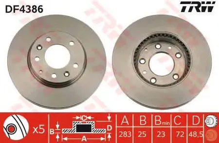 TRW DF4386 Диск торм.перед. Mazda 6 2.32.0Di 02>