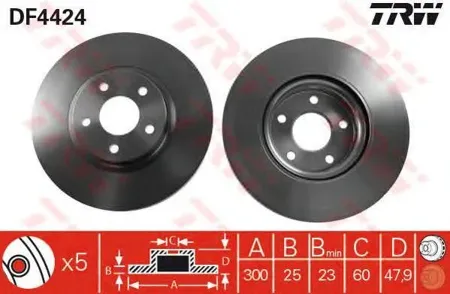 TRW DF4424 Диск торм.перед. 16' wheel Volvo S40V50 1.82.42.52.0TD 04>