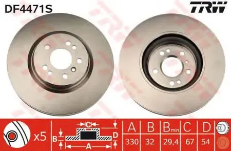 TRW DF4471S Диск торм.перед. Mercedes M-CLASS W164, R-CLASS W251, V251 05=>
