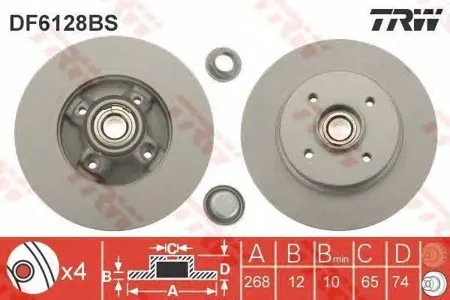 TRW DF6128BS Диск тормозной с интегрированным подшипником