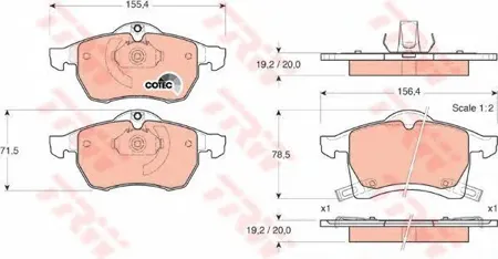 TRW GDB1350 Колодки торм.передние Opel Astra G 1.8-2.2 16v, Zafira A, B 1.6, 1.8