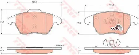 TRW GDB1605 Колодки торм.передние Citroen C4, Peugeot 307308 1.6-2.0HDi 03>