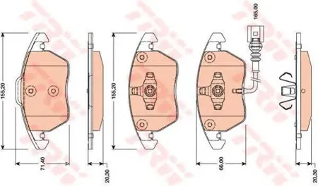 TRW GDB1807 Колодки торм.передние VW Golf VI 08-12 Skoda Superb II 08-15