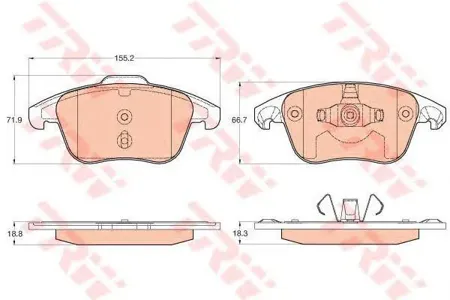 TRW GDB2025 Колодки торм.передние Citroen C4, Peugeot 307308 1.6-2.0HDi 03>