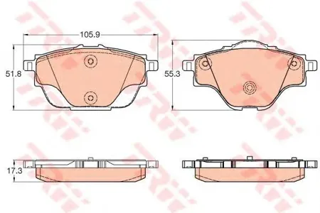 TRW GDB2034 Колодки торм.задние Citroen C4 Picasso, Peugeot 308 1.62.0iHDi 13>