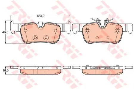 TRW GDB2063 Колодки торм.задние BMW 2 F45 14=>, X1 F48 15=>
