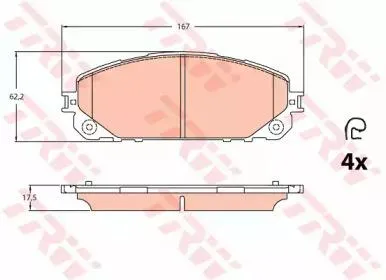 TRW GDB2094 Колодки торм.передние Jeep Cherokee V (KL) all 13>