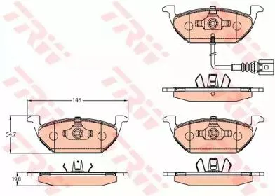 TRW GDB2108 Колодки торм.передние VW Golf , Skoda Octavia , Audi A3 1.4-1.9SDi 96>