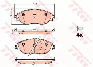 TRW GDB2114 Колодки торм.передние VW Tiguan II 2016-AUDI A3,SEAT Leon, Skoda Octavia , Superb,VW Golf VII, Passat 1.0-2.0 12->