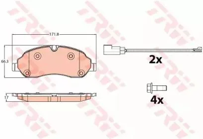 TRW GDB2117 Колодки торм.передние с антискрип. пластинами Ford Transit VIII all 14>