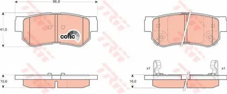 TRW GDB3284 Колодки торм.задние =746 02=757 002B-SX Kia Magentis 01>, Hyundai Sonata 2.0-2.7 98-01