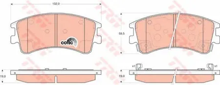 TRW GDB3310 Колодки торм.передние 970 02 Mazda 6 2.0Di 2.0i2.2i 02>