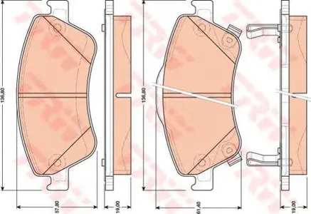 TRW GDB3481 Колодки торм.передние Toyota Auris 1.4VVTi1.6VVTi1.4D-4D2.2D 07>