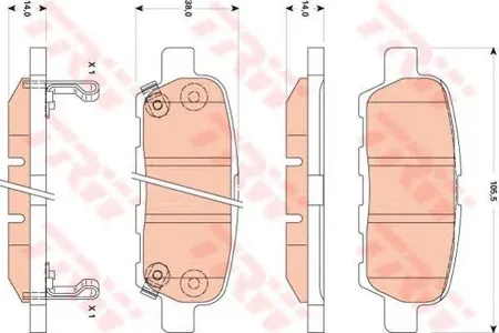 TRW GDB3507 Колодки торм.задние Nissan Primera P11, Almera N16 R14