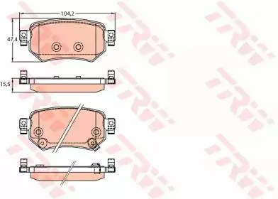 TRW GDB3632 Колодки торм.задние с антискрип. пластинами Mazda 6 GJ 12>