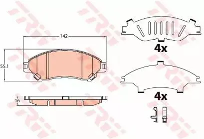 TRW GDB3633 Колодки торм.передние с антискрип. пластинами Suzuki SX4 1.61.6DDiS 13>