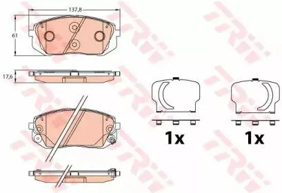 TRW GDB3642 Колодки торм.передние Hyundai i40 1.6-2.0iCRDi 15>