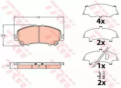 TRW GDB3648 Колодки торм. Nissan X-Trail (32) 14- передние