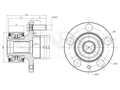 UNIO HUB20043 Ступица колеса Land Rover Freelander 06- перед. с ABS
