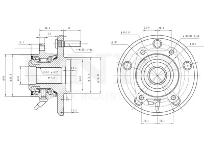 UNIO HUB20302 Ступица задняя левая с ABS