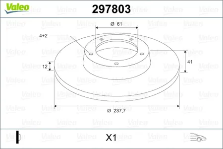 VALEO 297803 Диск тормозной 238мм