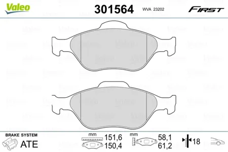 VALEO 301564 Колодки торм.передние