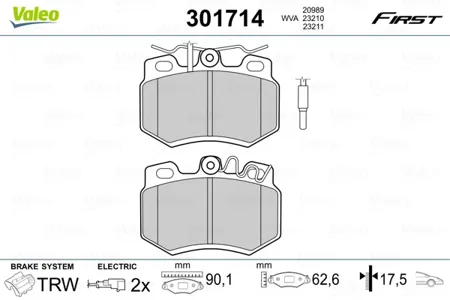 VALEO 301714 Колодки торм.передние