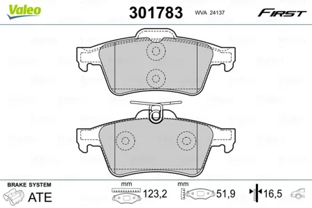 VALEO 301783 Колодки торм.задние Mazda 3 04-09